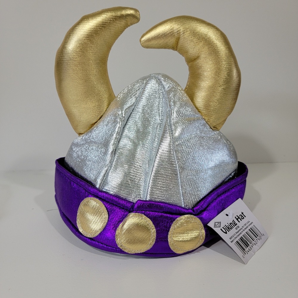 Beistle Viking Hat 60790 Purple Gold Silver Metallic Horned Costume Fan Gear NEW